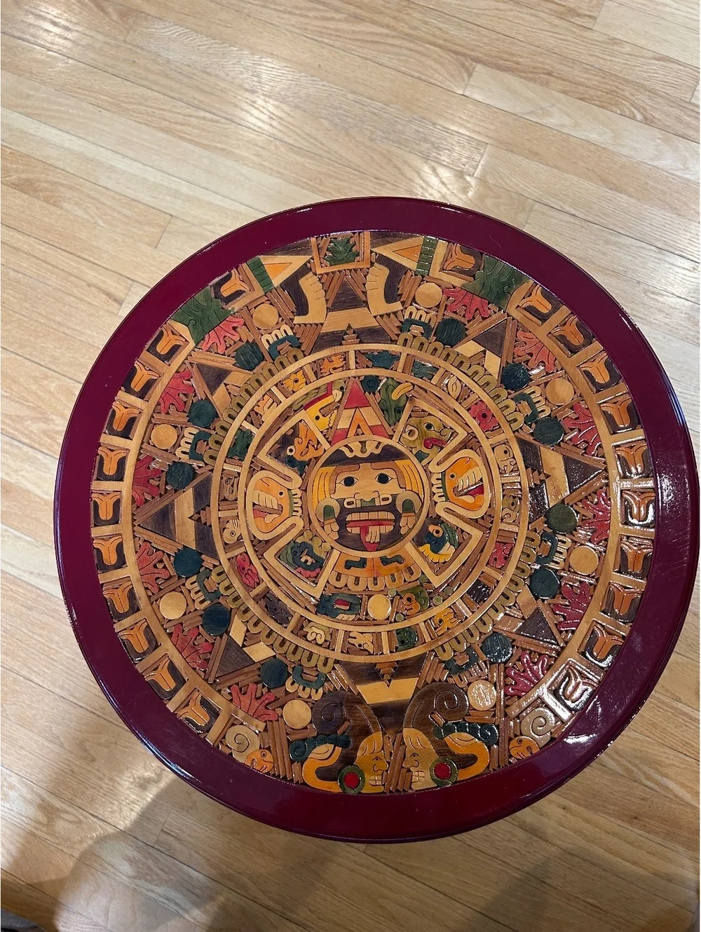 Vintage Aztec Calendar Wood Mosaic Wall Art 15